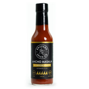 Bravado ancho masala hot sauce with scorpion and reaper peppers