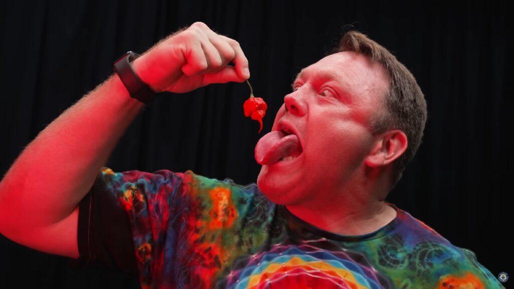 This is the record for eating the most Carolina Reaper, the