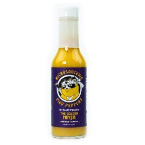 Piko Peppers The Golden Ninja hot sauce with pineapple ghost pepper and habanero