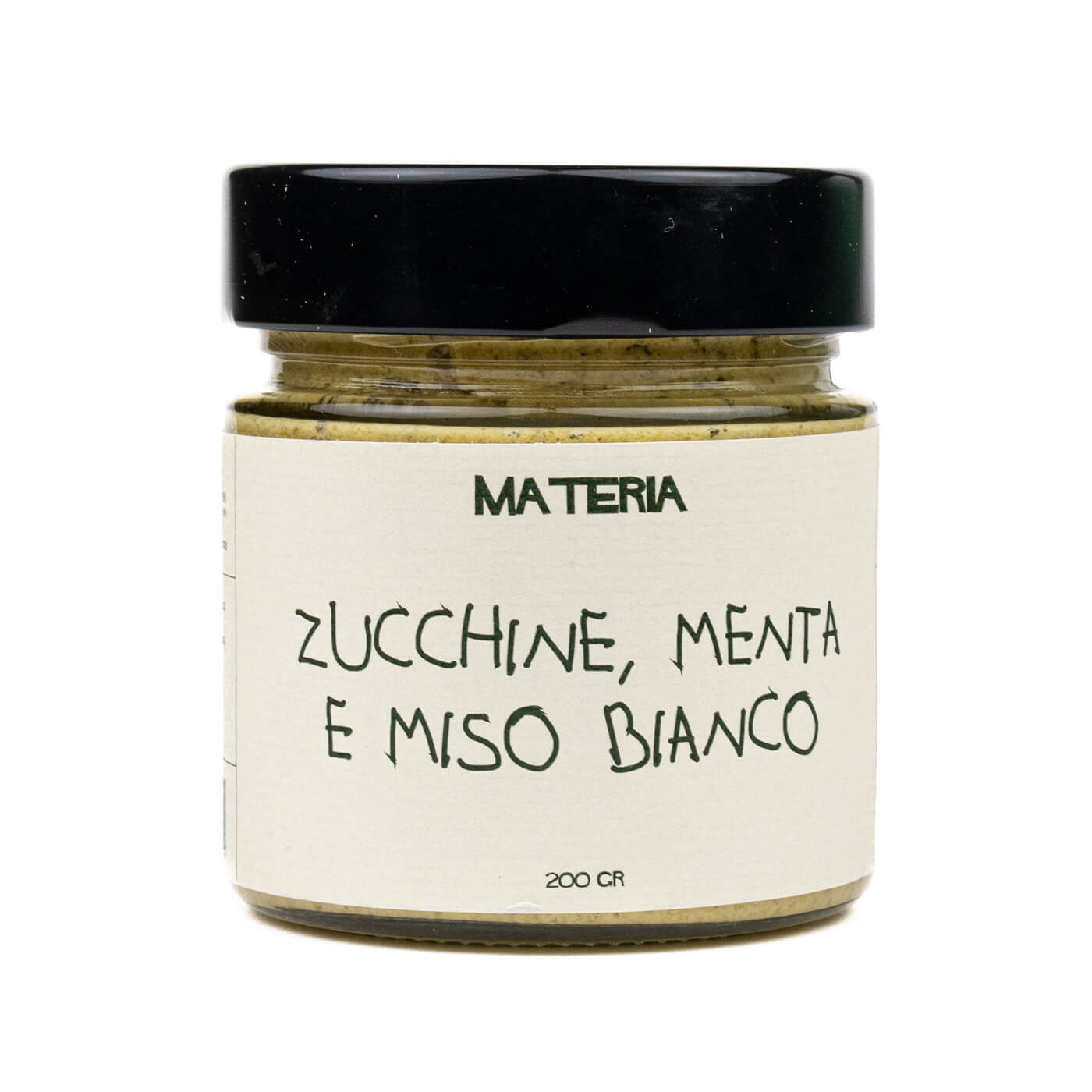 materia courgette, munt en witte miso spread
